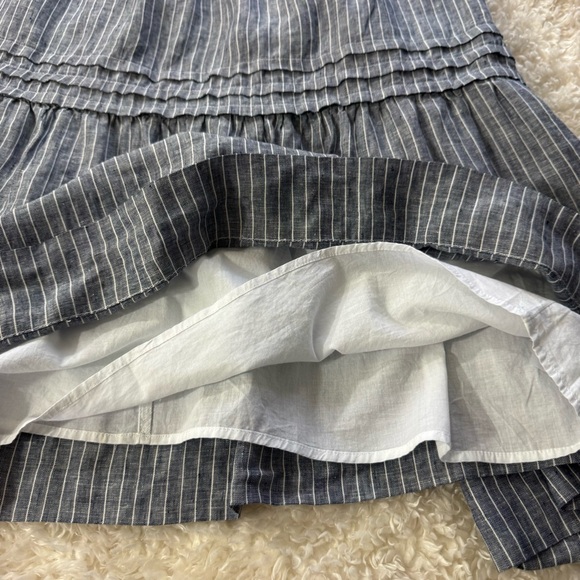 Quince European Linen Tiered Maxi Dress Chambray Stripe Size XL - Picture 8 of 12